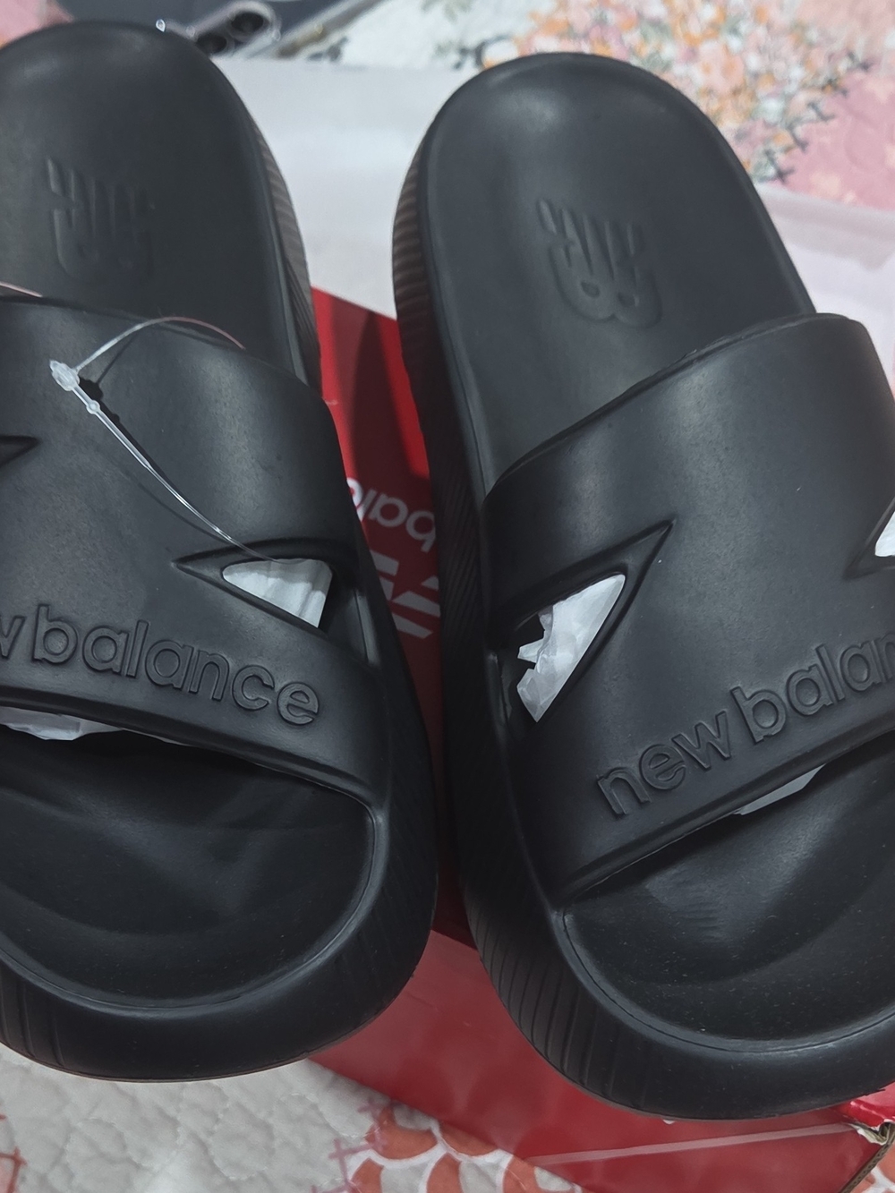 New Balance Black Kids' Slide Sandals with Logo